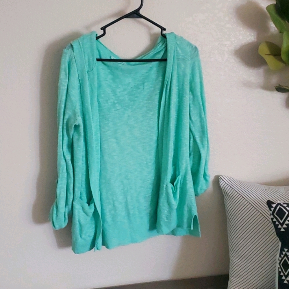 Mint lightweight hooded cardigan
